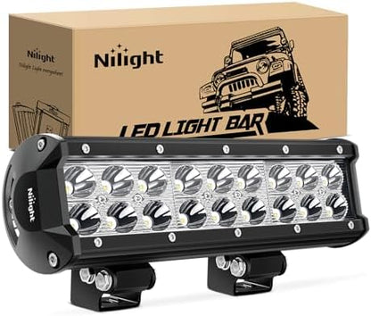 Nilight LED Light Bar 9Inch 54W 3600LM Spot Off Road Driving Lamp