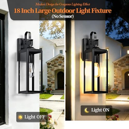 18'' Large Outdoor Wall Lights 2 Packs, Black Exterior Lighting Fixtures