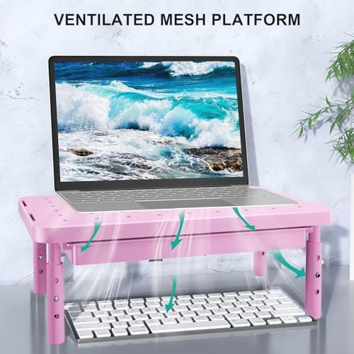 WALI Computer Monitor Stand with Storage, Monitor Riser 3 Height Adjustable