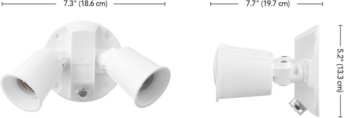 GLOBE Electric 240W Twin Head Dusk to Dawn Security Flood Light, White Finish, Automatic Photocell, Hardwired, Weather Resistant Outdoor Spotlight, 17000081