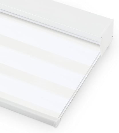 Bringnox Smart Motorized Zebra Roller Blinds - 60% Blackout, Remote Control, Works with HomeKit, Google Home & Alexa via Hub, Custom Size(60% Blackout White-31)