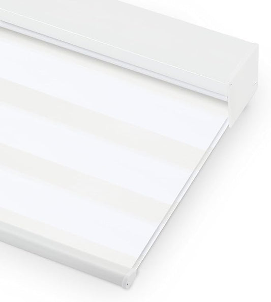 Bringnox Smart Motorized Zebra Roller Blinds - 60% Blackout, Remote Control, Works with HomeKit, Google Home & Alexa via Hub, Custom Size(60% Blackout White-31)