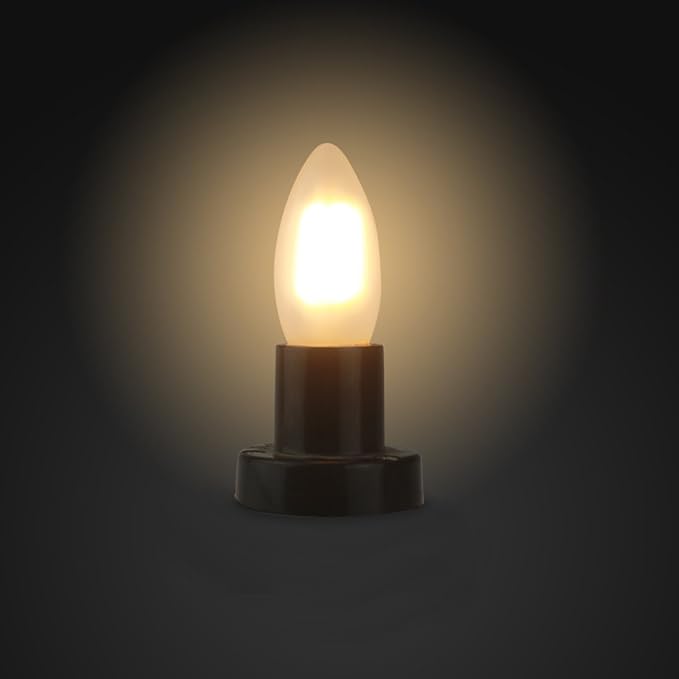 C35 LED Candelabra Bulb, 2W Dimmable, 25W Incandescent Equivalent, High CRI Warm White Light, Frosted Glass Housing, E26 Medium Base, Torpedo Tip, 3 Pack