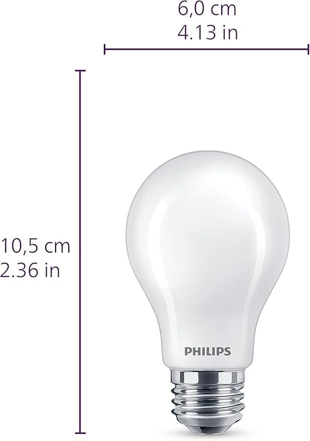 PHILIPS LED 60W A19 8-Pack Ultra Definition Daylight (5000K) 800 Lumen (8W = 60W) Dimmable Frosted Flicker-Free Light Bulbs