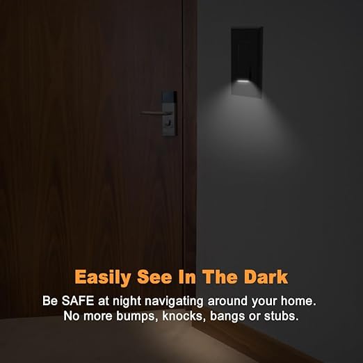 4 Pack Illuminated Light Switch, Lightswitch with LED Night Light, Automatic On/Off Sensor, Single Pole Switch, 15Amp 120/277Volt,Black