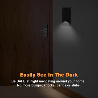10 Pack SOZULAMP Light Switch with LED Night Light 15Amp 120/277Volt Rocker Single Pole Wall Switch, Automatic On/Off Sensor-Black