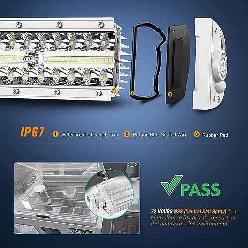Nilight Marine LED Light Bar Navigation Lights 13.5 Inch White Spot Flood Combo Ponton Boat Deck Dock Lighting for Night Fishing T-top Stern Yacht Port Sailboat Trucks Tractors