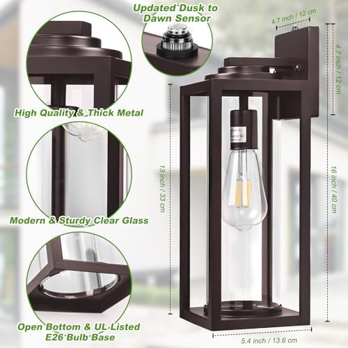 FILIYANO Large Dusk to Dawn Outdoor Wall Lights, Oil Rubbed Bronze, 2 Pack