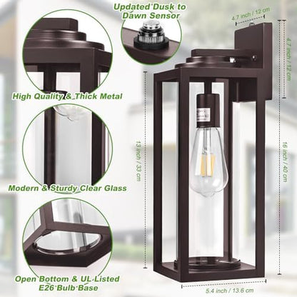 FILIYANO Large Dusk to Dawn Outdoor Wall Lights, Oil Rubbed Bronze, 2 Pack