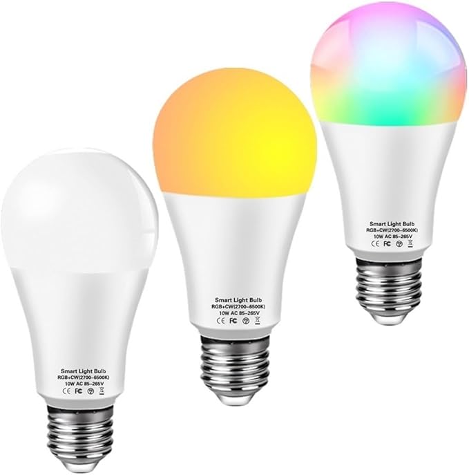 Bulbs, Pack of 10, LED Smart Bulb AC85-265V E27 10W/12W/15W/18W RGBCW Voice Controlled Lamps(10W)
