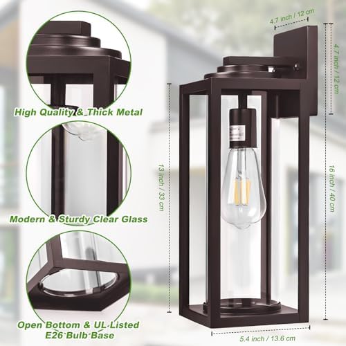 FILIYANO 16in Large Outdoor Wall Lights for House, Oil Rubbed Bronze,2 Pack