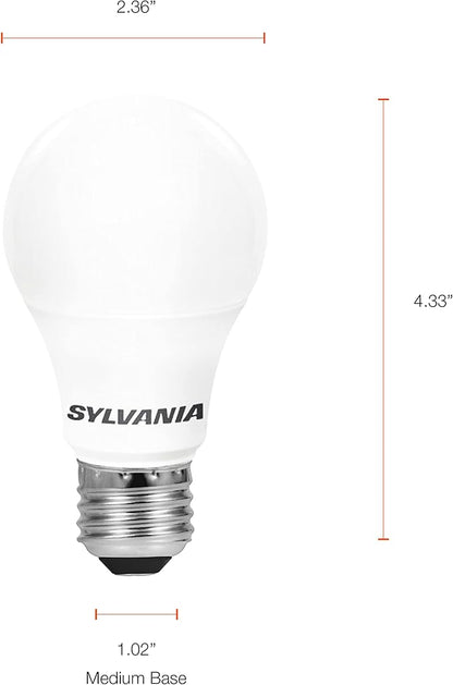 Sylvania LED Light Bulb, 60W Equivalent A19, Efficient 8.5W, Medium Base, Frosted Finish, 800 Lumens, Daylight - 4 Pack (79284)