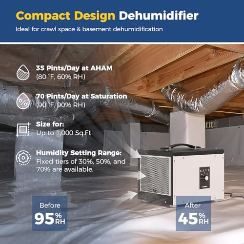 ALORAIR 70 Pints Crawlspace Dehumidifier for Commercial, Sentinel HS35
