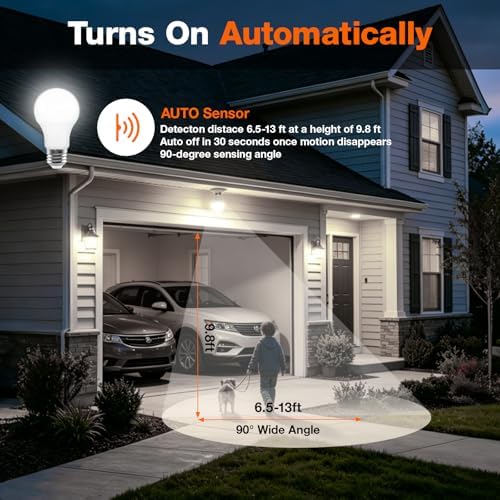 Sylvania A19 Dusk to Dawn LED Light Bulb with Motion Sensor, 8.5W = 60W, Frosted Finish, 90 CRI, Security/Safety Bulb, Damp-Rated, 5000K, Daylight - 2 Pack (42711)