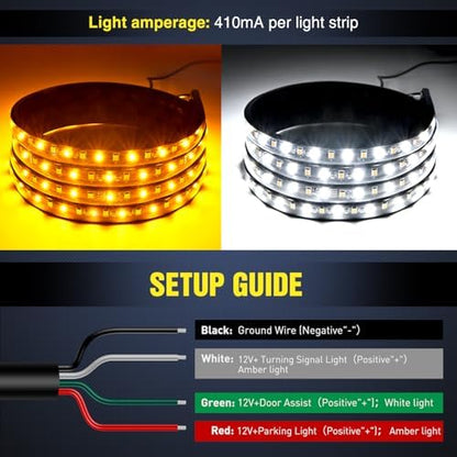 Nilight Truck Running Board Lights 2PCS 60 Inch LED Side Maker White Courtesy Light & Sequential Amber Turn Signal Lighting Strips Kit for Trucks Pickup SUV