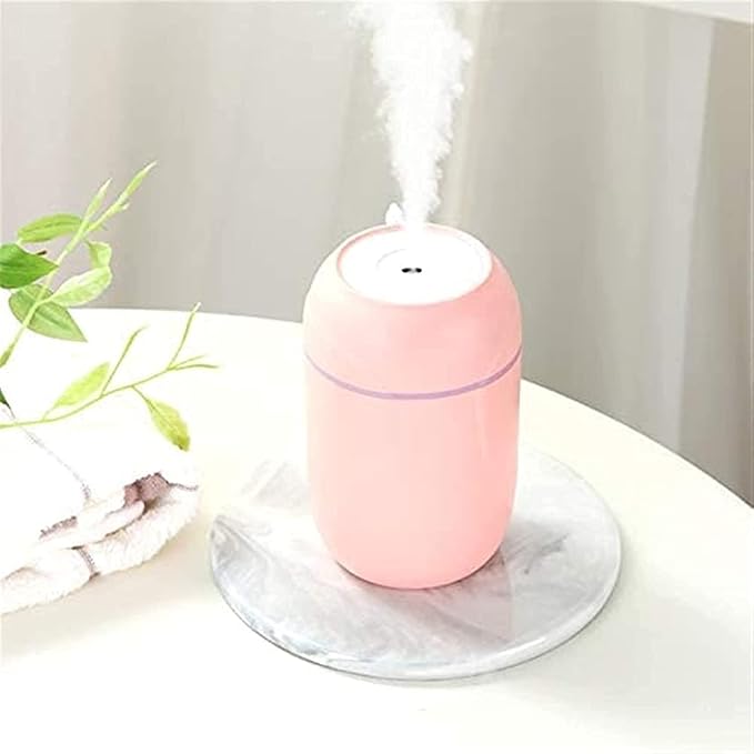 Air Purifier USB 300ML Desktop Humidifier for Car Office Room Bedroom Portable Small Mist(Color : Pink) (White)