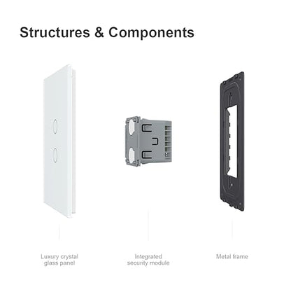 LIVOLO WiFi Touch Wall Switch for Smart Home, Compatible with Alexa & Google Home, Neutral Wire Required, 2 Gang, Tempered Glass Panel, White (120V)