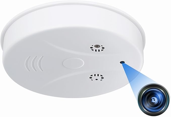 Smart Wireless WiFi Camera Smoke Detector Hidden Camera 1080P Video Indoor Security Camera for Pets, Home Wall Mount Night Vision, Live Viewing, Motion Detection, Android iOS Free App, Loop Filming