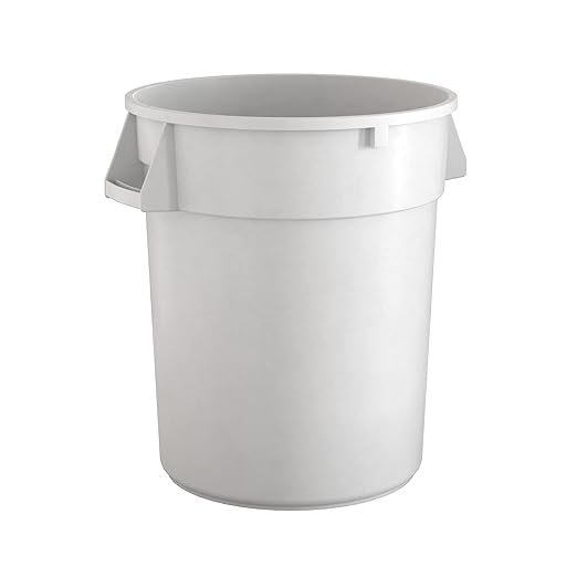 32 Gallon White Round Commercial Trash Can, Heavy-Duty Food Grade NSF Certified, Perfect for Restaurant, Office, School, Garage, Backyard, Workshop, Warehouse
