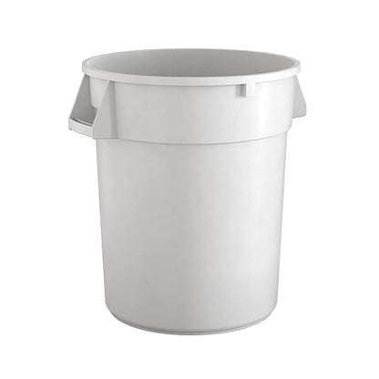 32 Gallon White Round Commercial Trash Can, Heavy-Duty Food Grade NSF Certified, Perfect for Restaurant, Office, School, Garage, Backyard, Workshop, Warehouse