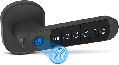 Smart Fingerprint Door Handle, Keyless Entry Biometric Lock with Passcode & Mechanical Key, Easy Install Interior Door Lock for Home/Bedroom/Office,Matte Black