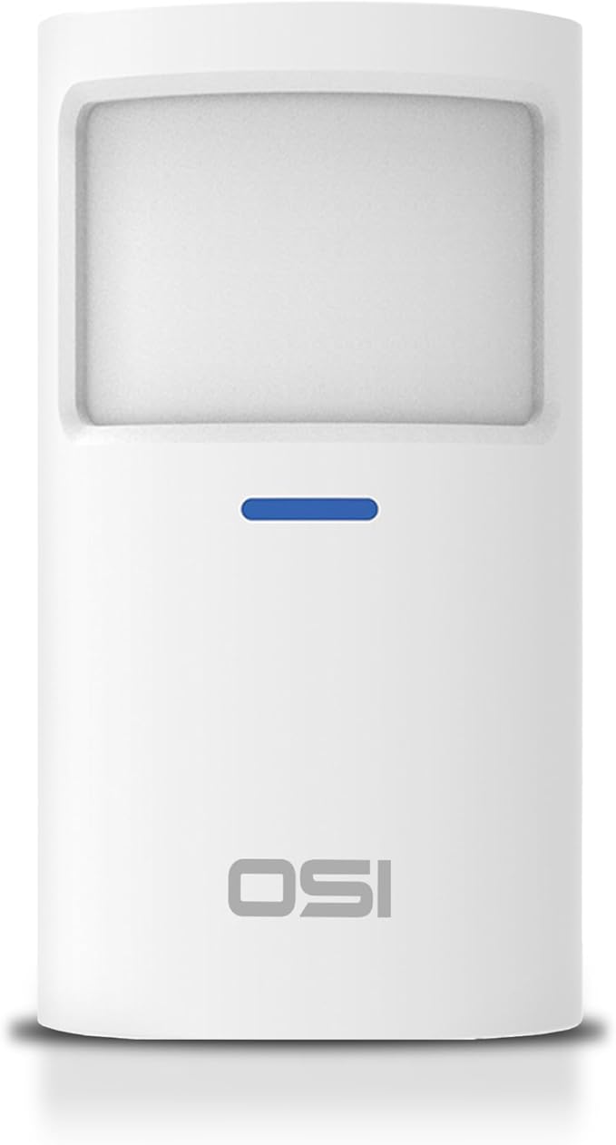 OSI Wireless Motion Sensors (Gen 2) White - Accessory for OSI Smart Alarm System (Gen 2), Wireless, Includes 2 AA Batteries, Pet Immunity, Wide Angle 110°. Qty 1