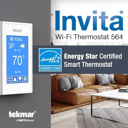 tekmar Invita 564 Wi-Fi Thermostat, 2-Wire, Energy Star Approved, ERV/HRV