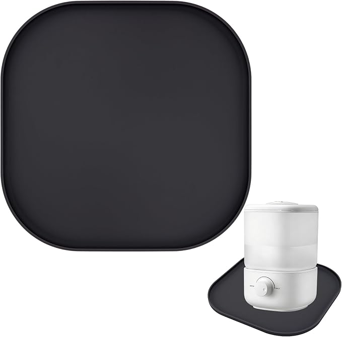 Silicone Humidifiers Drip Tray for LEVOIT, Dreo, ASAKUKI, Homvana Humidifiers, 10''x10'' Non-Slip & Leak-Proof Silicone Mat, Prevent Water Leakage and Protect Floor Surface (Black)