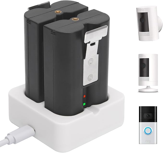 2-Pack 6040mAh Replacement Battery with Charger Station for Ring-Doorbell 2/3/4, Spotlight Camera & Stick Up Cam Indooor and Outdoor (2 Battery +White Charger)