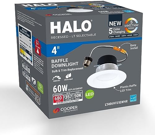HALO LT 4 inch LED recessed Can Light Trim, 5 CCT, Dimmable, 700lm
