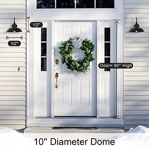 10in Dome Outdoor Barn Light with Wall Mount 2 Pack Black Exterior Gooseneck Lights Farmhouse Style Outdoor Barn Wall Lights Garage Outside Wall Sconce for House, Porch, Patio, Yard