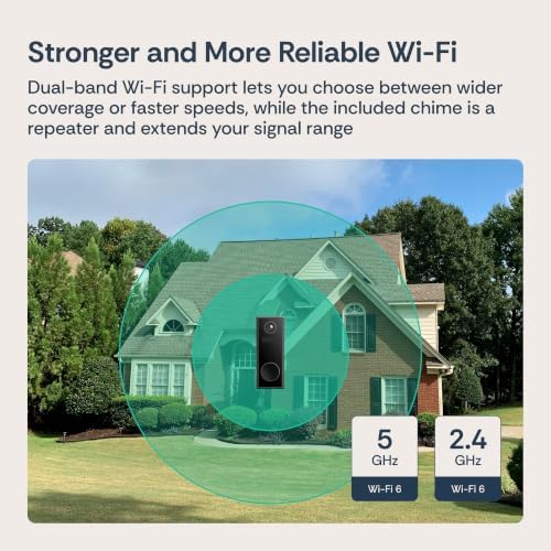 Luna Video Doorbell Camera, 4MP 180° Wide View, Dual-Band WiFi & Chime