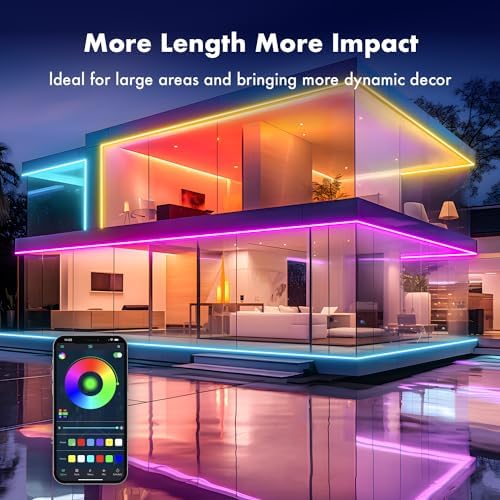 Neon RGB Rope Lights,IP67 Waterproof,Flexible Led Rope Lights,Control with App/Remote,Music Sync,for Gaming Room Living Bedroom Wall Decor (20FT)