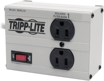 Tripp Lite ISOBAR2-6 Isobar 2 Outlet Heavy Duty Power Strip Surge Protector, 1410 Joules, 6ft Cord, Flat Plug, Metal Power Strip, Industrial Garage Work Shop Bench, Under Desk and Wall Mountable