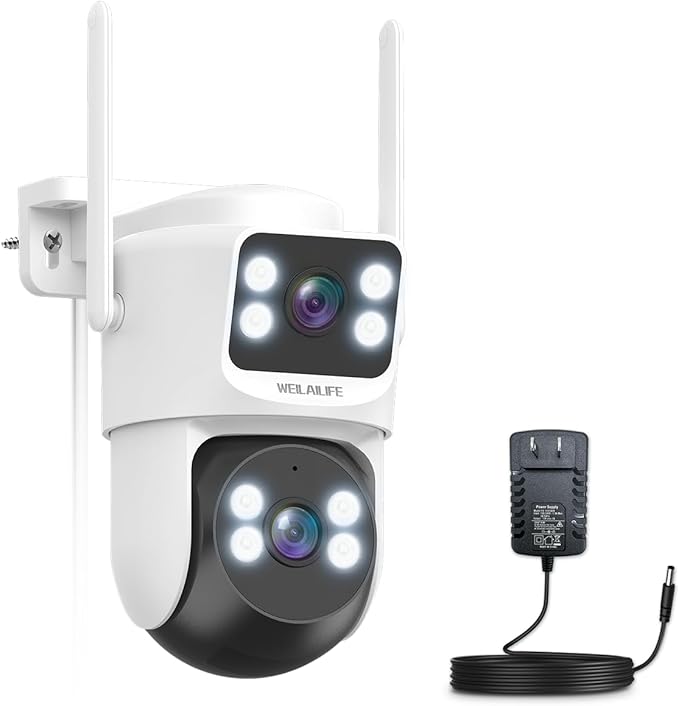 WEILAILIFE 【2-Way Audio & Auto Tracking】 4MP Extend PTZ Security Cameras Wireless Outdoor, WiFi Home Video Surveillance Camera(1 Pack)