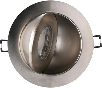 POPANU 4-inch Gimbal LED Recessed - 4 in Lighting 6Pack Canless Brushed Nickel Trim 90° Tilt Swivel LED Eyeball Wafer Slope Ceiling Adjustable Spotlight Dimmable Brushed Nickel 4 inch 6 Pack