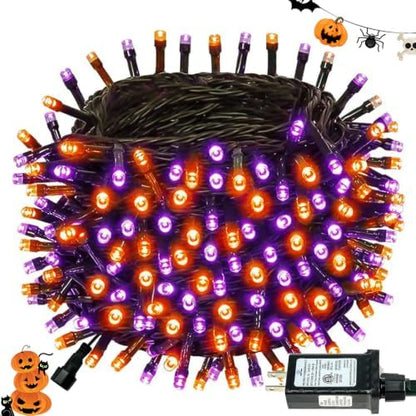 Connectable 88Ft 240LED Halloween Lights Outdoor Indoor, Purple & Orange