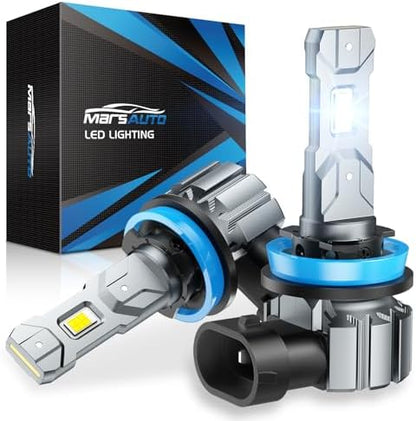 Marsauto H11/H8/H9 Bulbs, 30000LM Super Bright, 1:1 MINI Design H11 Bulbs, 3 MIN Plug and Play, Non-Polarity Fog Light, 60000+ HRS Ligespan, IP68, Pack of 2