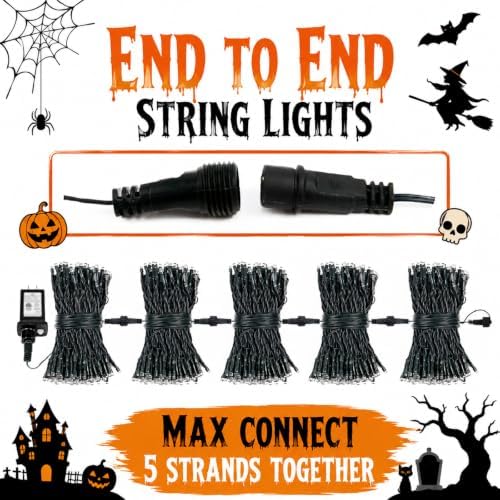Connectable 88Ft 240LED Halloween Lights Outdoor Indoor, Purple & Green