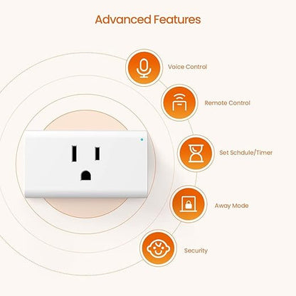 TENDA SP9 (2 Pack) Smart Plug WiFi Outlet Switch with Energy Monitoring, Works with Alexa & Google Assistant for Voice & Remote Control, Timer & Schedule Function, 13A Safe Design, No Hub Required