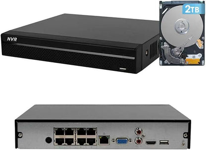 DahuaSecurity Advanced 8-Channel 8 PoE Port Network Video Recorder with 2TB HDD 4K HDMI Output and AI Surveillance Features NVR for Home Security Camera System (NVR-8ch-8POE-2)