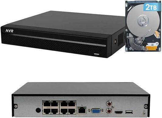 DahuaSecurity Advanced 8-Channel 8 PoE Port Network Video Recorder with 2TB HDD 4K HDMI Output and AI Surveillance Features NVR for Home Security Camera System (NVR-8ch-8POE-2)