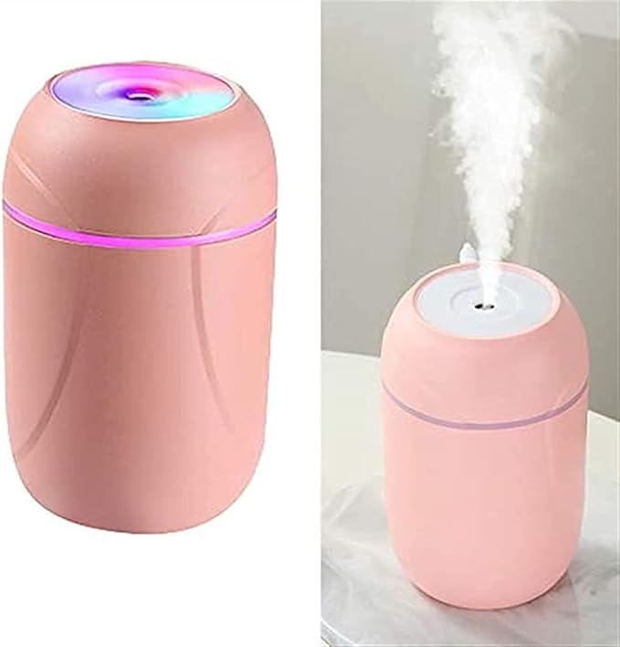 Air Purifier USB 300ML Desktop Humidifier for Car Office Room Bedroom Portable Small Mist(Color : Pink) (White)