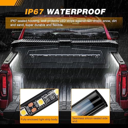 GOOACC Truck Bed Light Strip 2PCS 60" 180 LEDs White Lighting