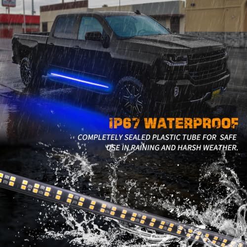 XRIDONSEN 2 Pack 70 inch Blue Emergency Lights 864 LED Running Board Lights