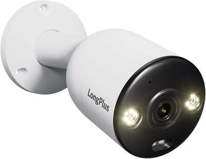 LongPlus 4K-UHD 8MP Poe Security Camera, Work with NVR, Wired Dome Camera, Color Night Vision, LED Spotlights, Red-Blue Alarm Lights, 132° FOV, Two-Way Audio, AI Motion Detection