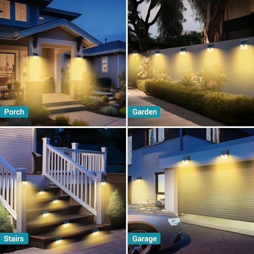 Peasur Solar Outdoor Lights [10 Pack], 3000K Warm Light Motion Sensor Outdoor Powered Security Lights 3 Working Modes Waterproof for Outside Garden Yard