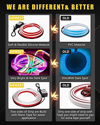 YM E-Bright LED Hood Light Strip, 59in RGB App Control Dynamic Scan DRL 12V