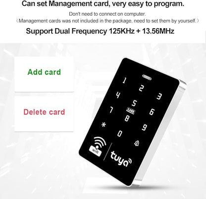 TUYA WiFi Access Controller with Waterproof RFID Touch Keypad, Power Supply, Metal Sensor Switch, Doorbell, Smart Remote Door Opener, App Remote Unlock, Home Security Access Control (Lockless)