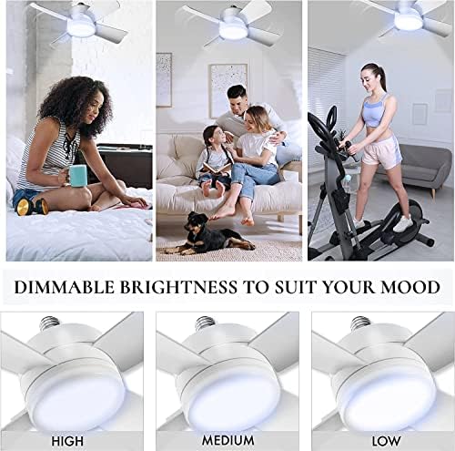 Bell+Howell Socket Breeze Light 5-Speed Deluxe LED – Ceiling Fans with Lights and Remote Control – For Bedroom, Kitchen, Living Room,1000 Lumens / 5000 Kelvins As Seen On TV (Pack of 2)
